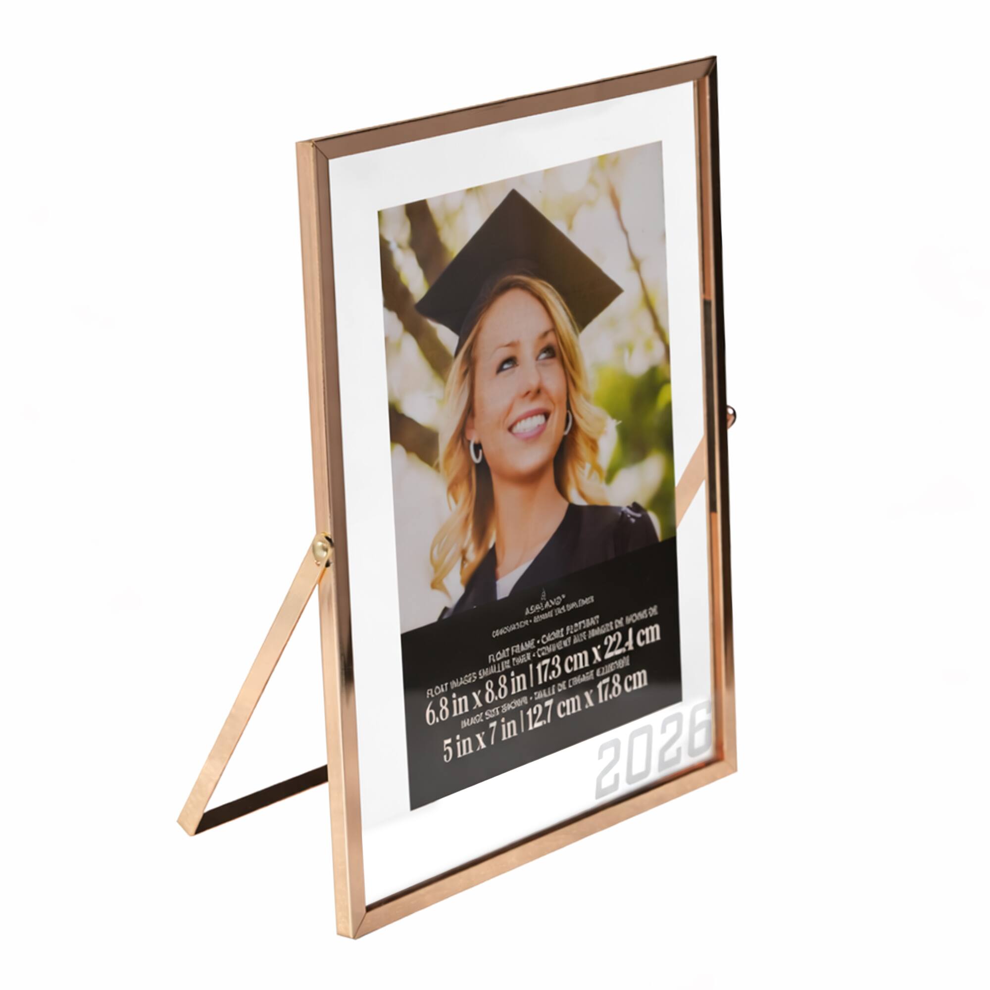 5" x 7" Gold 2026 Metal Tabletop Float Frame, Graduation by Ashland®